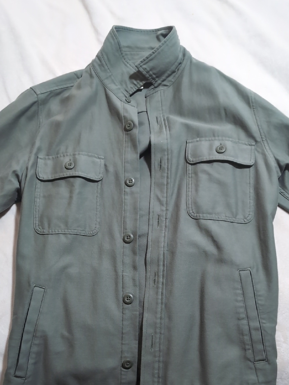 Goodthreads Men's Button-Front Utility Shirt Jacket in Olive